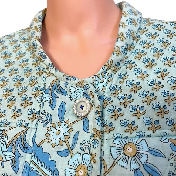 Anthropologie DRA Los Angeles Quilted Vest Medium Floral Cottagecore Prairie Zip - Picture 2 of 12